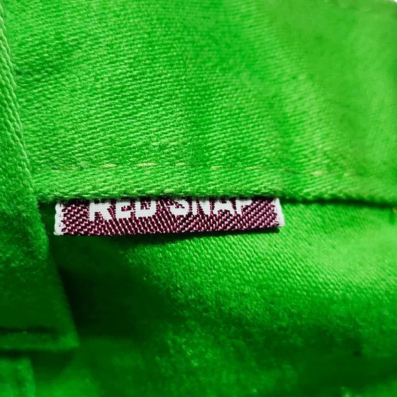 VTG Red Snap Jeans High Rise Shorts Size 11 Her 32 XL 38 Green 100% Cotton - Picture 7 of 12